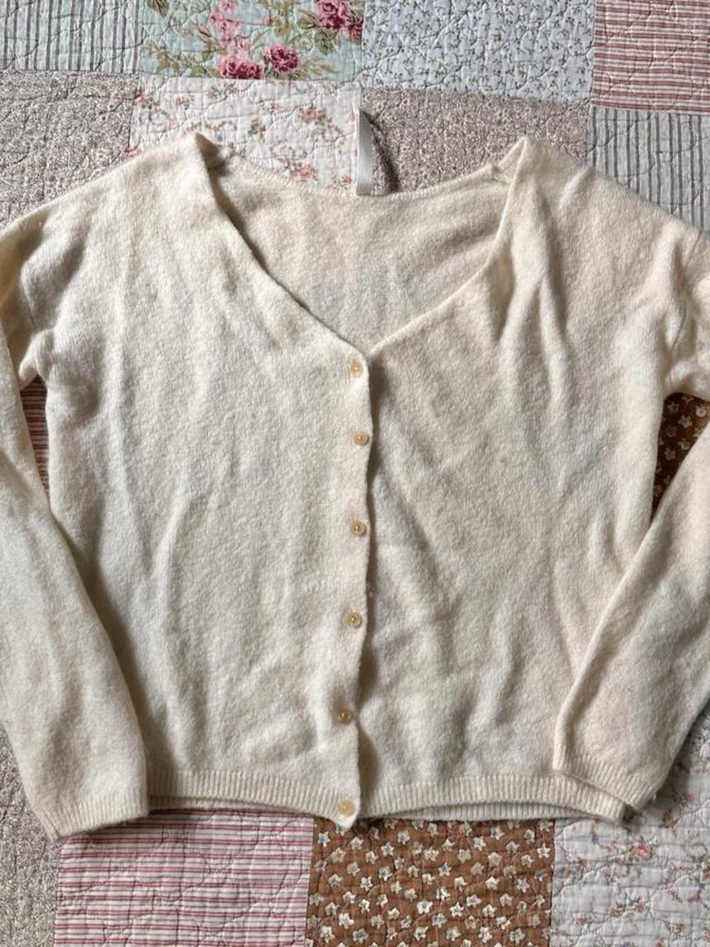 Babaton cream lightweight wide-neck button-up cardigan